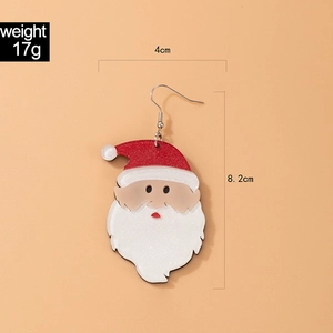 Detail view of colorful Santa Claus drop earring with dimensions 4cm x 8.2cm and weight 17g