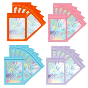 Holographic Zip Lock Packaging Bags Plastic Laser Rainbow Transparent Window For Jewelry Candy Small Gifts Reusable Sealable