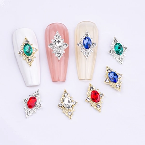 Baroque Rhombus Nail Art Charms Alloy Rhinestone Artificial Gem Vintage Luxury Manicure Accessories