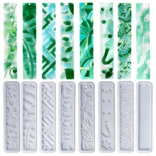 Set di 8 stampi in silicone per segnalibri con foglie tropicali e motivi in resina