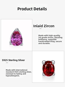 Detailed macro view of S925 sterling silver earrings with 5A pear and oval cubic zirconia