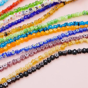 Millefiori Glass Flower Loose Beads For Handmade Jewelry Making Necklace Bracelet Accessories Irregular Small