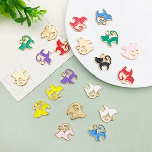 Colorful cat silhouette enamel charms set in alloy for DIY jewelry and necklaces
