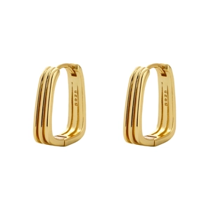 Elegant gold S925 sterling silver geometric rectangular hoop earrings for women