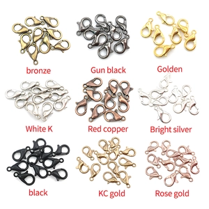 Set of 12mm zinc alloy lobster clasps in 9 assorted plating colors for DIY jewelry making