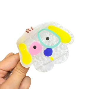 Cute cartoon Westie dog acetate hair claw clip with colorful marble pattern