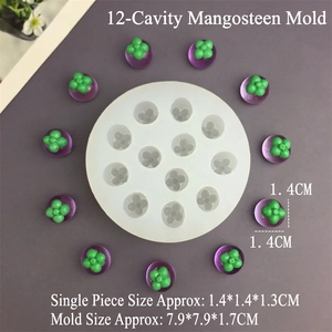 Detailed 12-cavity silicone mangosteen mold for DIY resin and fondant cake decorating