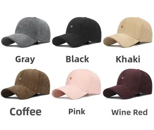 Herringbone pattern baseball caps in six colors with gold crown metal emblem detail