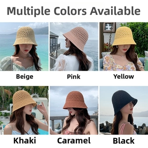 Détails de chapeaux de soleil au crochet pour femmes en six couleurs d'été variées