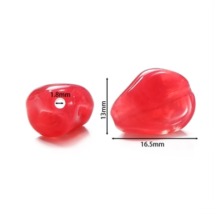 Irregular red acrylic craft beads with smooth translucent finish for DIY phone chains