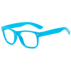 Monture de lunettes classique bleu vif pour enfants avec finition brillante sur fond blanc