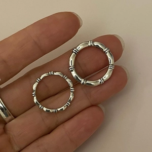 925 Sterling Silver Ring Bamboo Joint Texture Minimalist Retro Stackable Finger Jewelry For Women Fashion Accessory