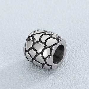 Perles En Acier Inoxydable Grand Trou Espaceur Charme Vintage Texture Pierre DIY Accessoire De Bijouterie