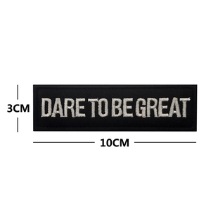 Tactical embroidered No Pain No Gain patch in black and white, 10x3cm size with hook backing