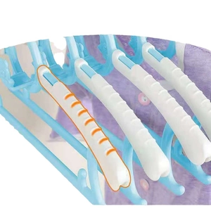 Adjustable non-slip plastic kids hanger with windproof hooks in blue and white