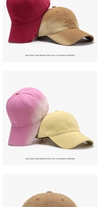 Detail of washed cotton baseball caps showing distressed edges and vintage texture