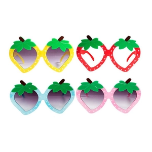 Cartoon strawberry shaped kids sunglasses in red yellow blue and pink colors