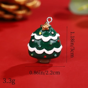 Detailed view of resin Christmas tree pendant with size markings in inches and cm