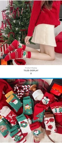 Detail of soft coral fleece Christmas socks featuring festive patterns and plush texture