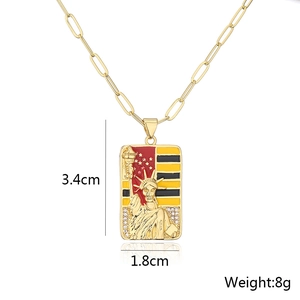 Detailed size view of Statue of Liberty pendant with dimensions 3.4cm by 1.8cm and 8g weight