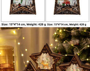 Détail des lanternes de Noël en forme d'étoile avec dimensions et poids du produit.