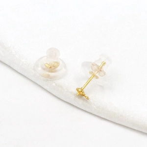18K gold butterfly earring backs with transparent silicone plugs for DIY jewelry making