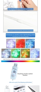 Detail of 8-function USB plug and waterproof RGB LED beads for smart curtain lights