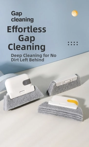 Detailed view of 2-in-1 gap cleaning brush set in grey, yellow, and white colors