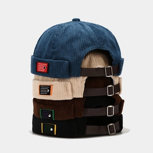 Gorro Docker De Pana Vintage Gorra Sin Ala Para Hombre Mujer Correa De Cuero Ajustable Retro Estilo Harajuku