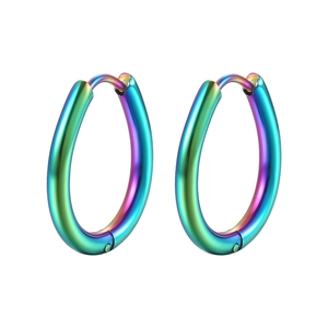 Boucles d'oreilles créoles en forme de goutte en acier dégradé arc-en-ciel