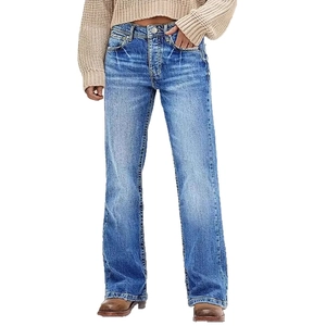 Vintage lichtblauwe jeans met hoge taille en wijde pijpen met een modieuze wassing