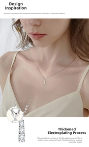 Detailed view of S925 sterling silver necklace with vertical pendant and thick plating