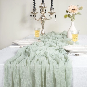 Cheesecloth Table Runner Boho Wrinkled Gauze Fabric For Wedding Party Table Decor Aesthetic Rustic Dining Cloth