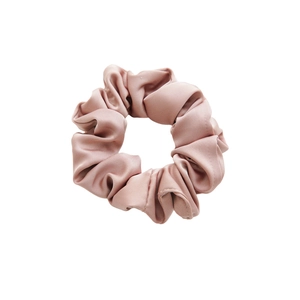 Elegant dusty rose satin oversized scrunchie hair tie with glossy silk texture for women