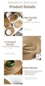 Close-up of 0.7cm thick jute placemat showing detailed handwoven texture and heat insulation