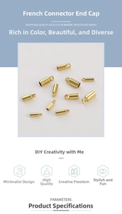 Detailed view of 14K gold-filled cylindrical clasp connectors for DIY jewelry making