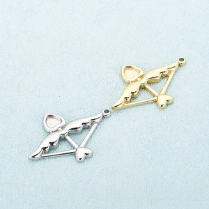 Cupid's arrow pendant in gold and silver finish with heart detail for DIY necklaces