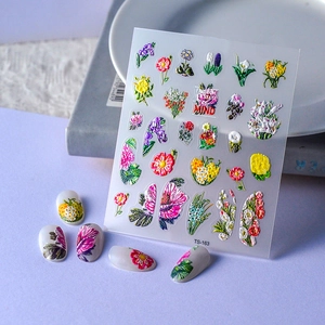 5D Embossed Nail Art Stickers Flower Floral Design 3D Relief Waterproof DIY Manicure Decoration For Women