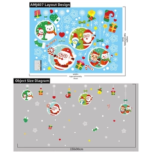Christmas window stickers set with Santa and reindeer, 70x50cm sheet to 150x90cm layout