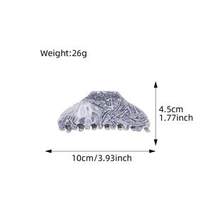 Large grey marble acetate hair claw clip for women, size 10cm x 4.5cm, weight 26g