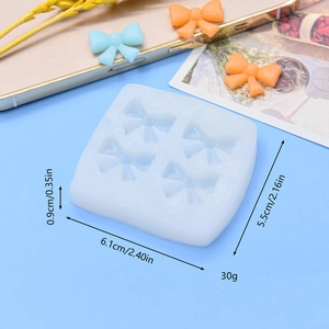 DIY bow-shaped silicone mold for fondant and chocolate cake decoration with dimensions
