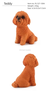 Front and back detail of a solid Teddy Poodle dog figurine with realistic fur textures
