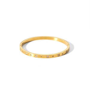 Bracciale in acciaio inossidabile placcato oro 18k con stelle in zircone e decori