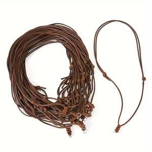 Close-up of brown adjustable braided wax cord with sliding knots for DIY jewelry making
