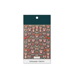 3D embossed Chinese New Year nail art stickers featuring lion dance and lantern motifs
