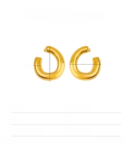 Detailed size parameters of 18k gold plated chunky C-shape stainless steel earrings