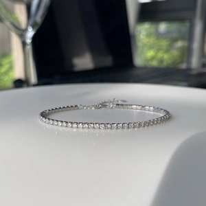 S925 Sterling Silver Tennis Bracelet Round Cut Cubic Zirconia Adjustable Extension Chain Minimalist Jewelry For Women