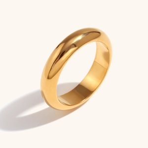Anello a cupola minimalista in acciaio inossidabile placcato oro 18K con finitura lucida
