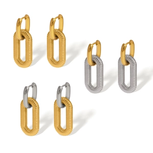 Double-layer detachable twist earrings in gold and silver stainless steel finishes