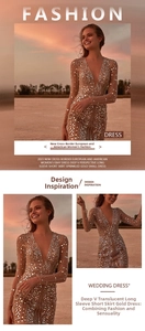 Detail eines transparenten Mesh-Kleides mit Pailletten und tiefem V-Ausschnitt